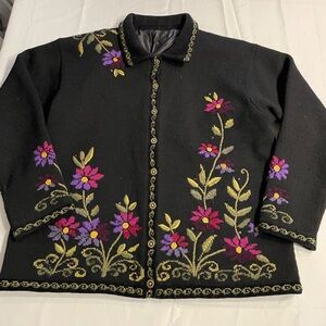 Women's Icelandic designs sweater coat wool mix lined xl